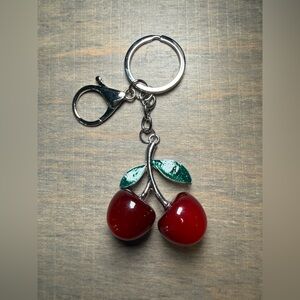 Cherry Keychain Charm - Red Cherry Keyring